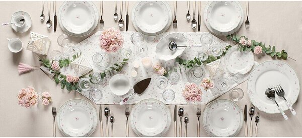 Biały porcelanowy półmisek Brandani Nonna Rosa