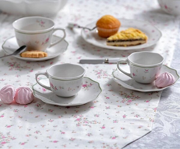 Zestaw 2 białych porcelanowych kubków Brandani Nonna Rosa