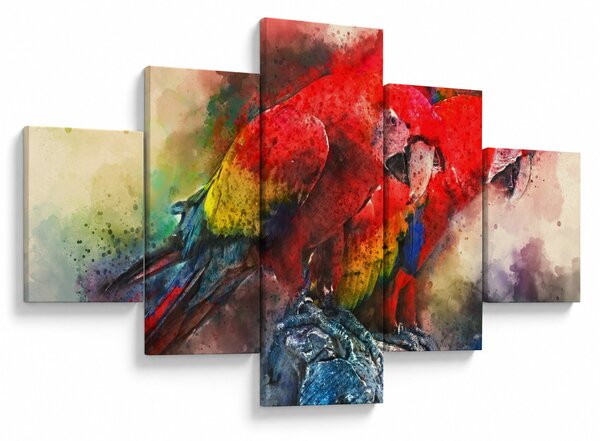 Obraz czerwonych papug Ara (125x70 cm)