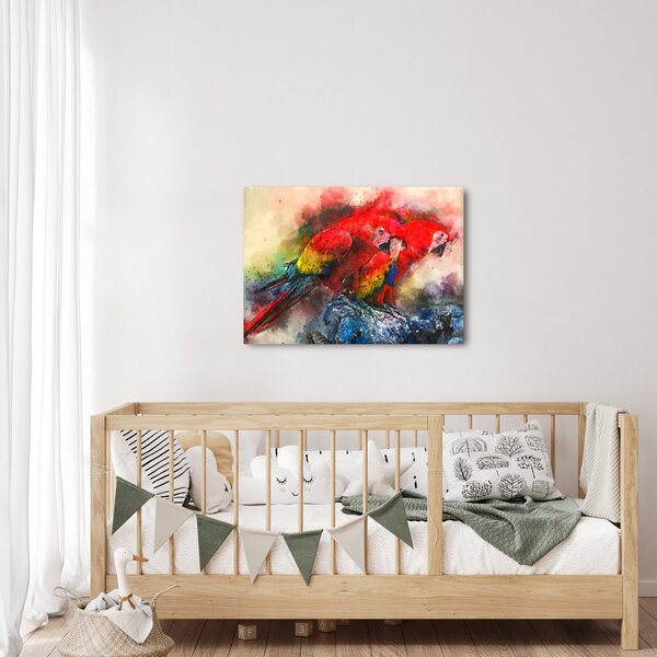 Obraz czerwonych papug Ara (70x50 cm)