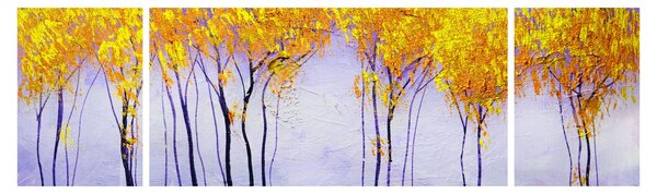 Obraz żółtych drzew (170x50 cm)