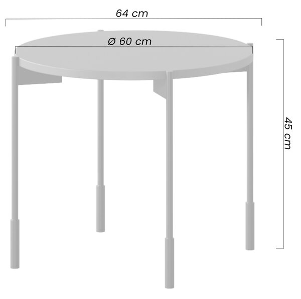 Stolik kawowy Sonatia 60 cm okrągły na metalowych nogach - kaszmir