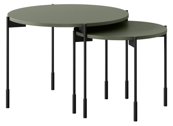 Stolik kawowy Sonatia 45 cm okrągły na metalowych nogach - oliwka