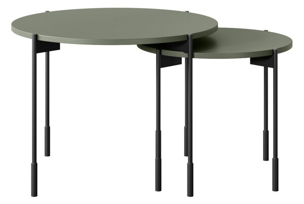 Stolik kawowy Sonatia 45 cm okrągły na metalowych nogach - oliwka