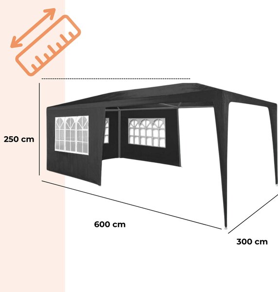 Namiot imprezowy NEAPOL, 3x6m, antracytowa Jurhan