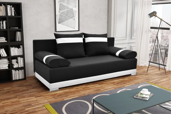 Kanapa z funkcją spania sofa rozkładana wersalka Orlean Czarna