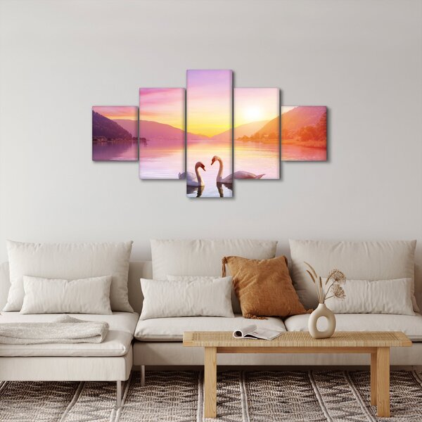 Obraz zakochanych łabędzi (125x70 cm)