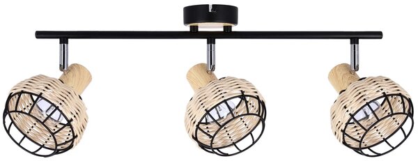 Potrójna lampa sufitowa do kuchni w stylu boho czarny + drewniany - Z057 N5-D67
