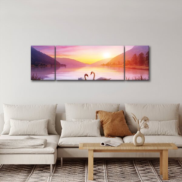 Obraz zakochanych łabędzi (170x50 cm)