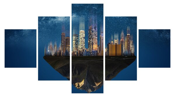 Obraz - Wielkie miasto unoszące się w kosmosie (125x70 cm)