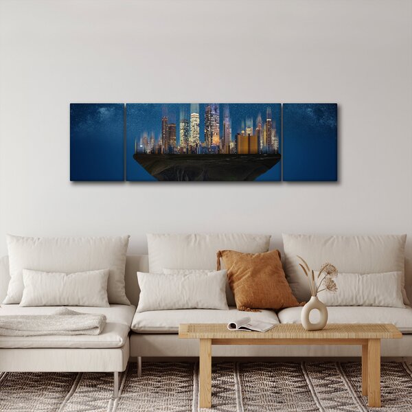 Obraz - Wielkie miasto unoszące się w kosmosie (170x50 cm)