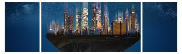 Obraz - Wielkie miasto unoszące się w kosmosie (170x50 cm)