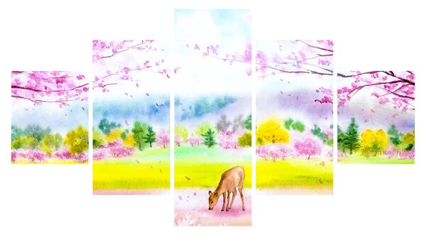 Obraz - Malowana sarna, akwarela (125x70 cm)