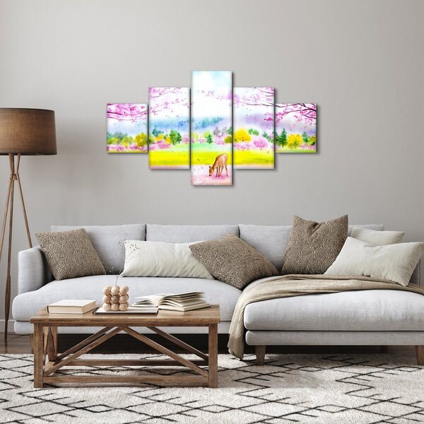 Obraz - Malowana sarna, akwarela (125x70 cm)