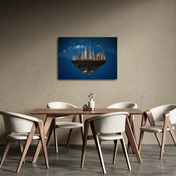 Obraz - Wielkie miasto unoszące się w kosmosie (70x50 cm)