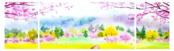 Obraz - Malowana sarna, akwarela (170x50 cm)