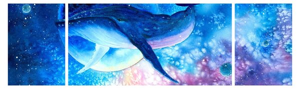 Obraz - Kosmiczny wieloryb (170x50 cm)