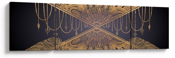 Obraz - Złota mandala ze strzałkami (170x50 cm)
