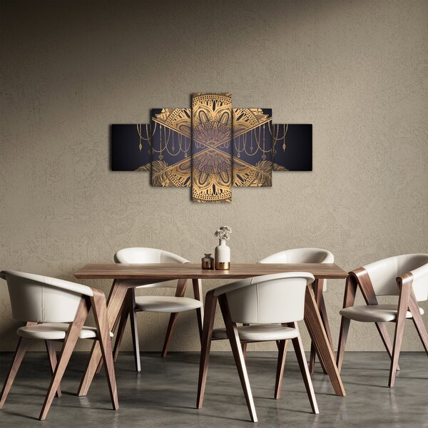 Obraz - Złota mandala ze strzałkami (125x70 cm)
