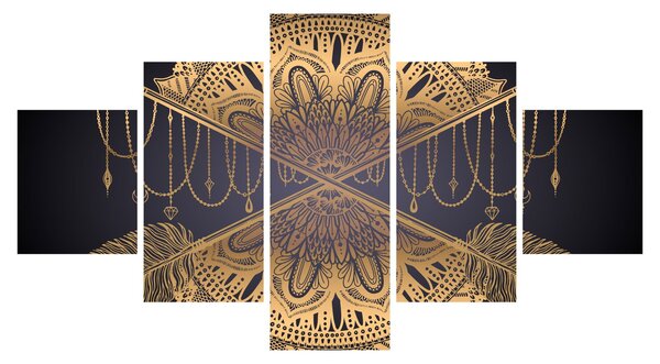Obraz - Złota mandala ze strzałkami (125x70 cm)