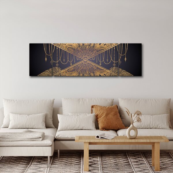 Obraz - Złota mandala ze strzałkami (170x50 cm)