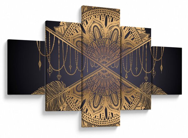 Obraz - Złota mandala ze strzałkami (125x70 cm)
