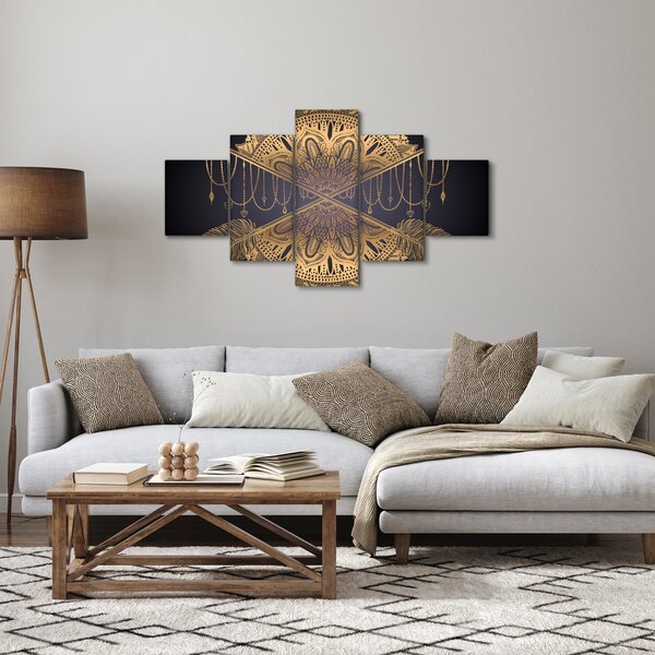 Obraz - Złota mandala ze strzałkami (125x70 cm)