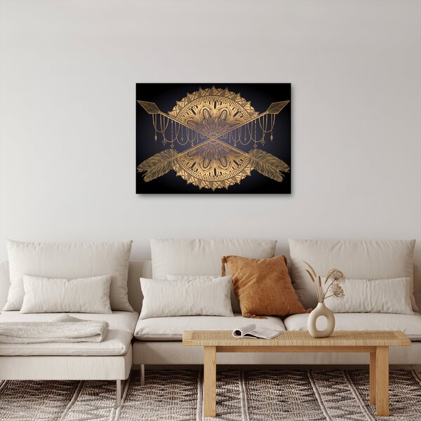 Obraz - Złota mandala ze strzałkami (70x50 cm)