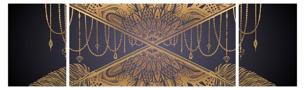 Obraz - Złota mandala ze strzałkami (170x50 cm)