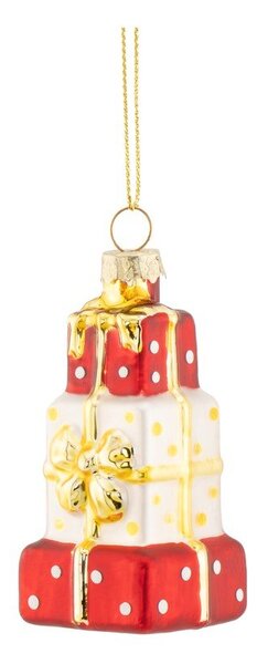 Szklana ozdoba świąteczna 4 cm Stack of Presents – Sass & Belle