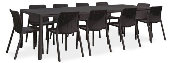 Zestaw mebli ogrodowych TIBERINA BISTROT/TEVERE 210-275 10+1 ANTHRACITE – Nardi