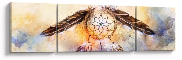 Obraz - Łapacz snów z piórami (170x50 cm)