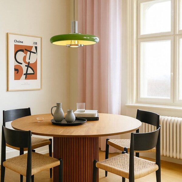 Lampa wisząca Branford Lindby, możliwość ściemniania, zielony, salon / jadalnia, metal, vintage