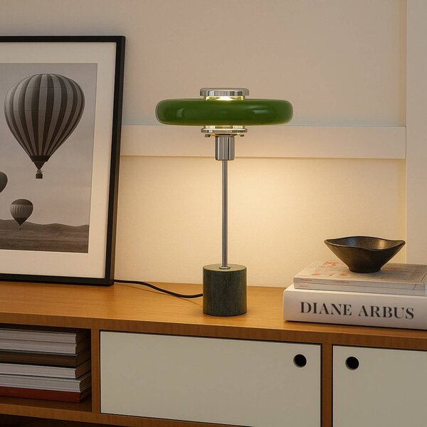 Lampa stołowa Branford Lindby, zielony, salon / jadalnia, metal, vintage