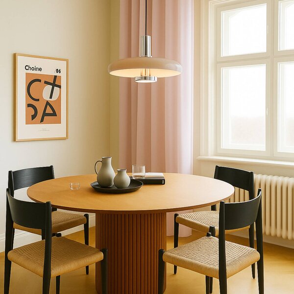 Lampa wisząca Branford Lindby, możliwość ściemniania, kremowy / amber, salon / jadalnia, metal, vintage