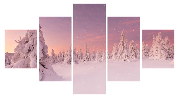 Obraz - Drzewa pod warstwą śniegu (125x70 cm)