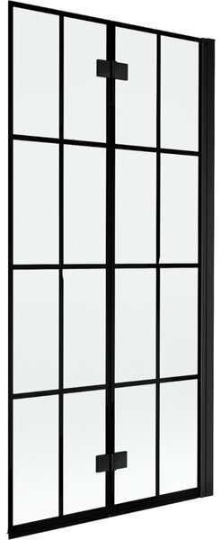 Mexen Mist parawan nawannowy 2-skrzydłowy prawy 90 x 150 cm, czarna kratka, czarny - 8A9-090-002-70-77-P