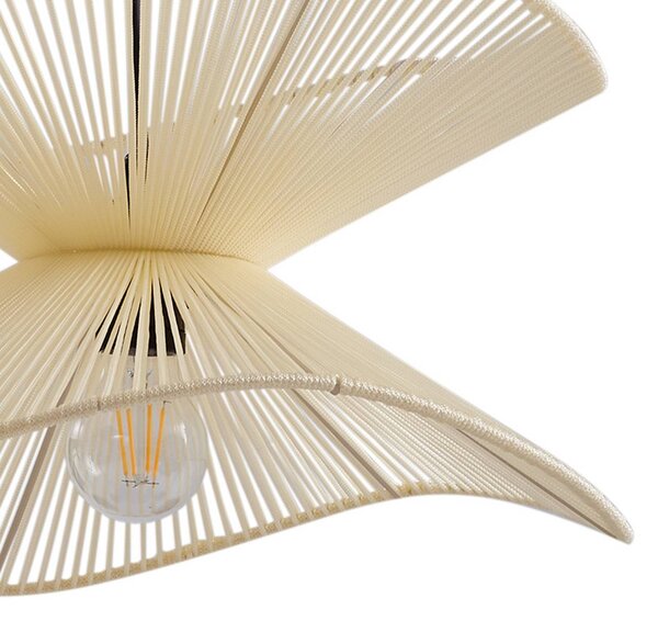 Lindby – lampa wisząca zewnętrzna Valdorin, beżowa, bawełna, IP44 Valdorin Lindby, możliwość ściemniania, kremowy / amber, tkanina / materiał / jedwab, nowoczesny