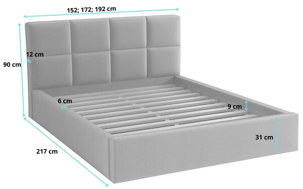 Łóżko do sypialni tapicerowane 120x200 z pojemnikiem - Alaska Turkusowe
