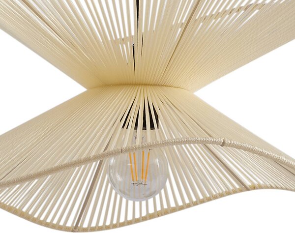 Lindby – lampa wisząca zewnętrzna Valdorin, beżowa, bawełna, IP44 Valdorin Lindby, możliwość ściemniania, kremowy / amber, tkanina / materiał / jedwab, nowoczesny