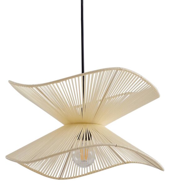 Lindby – lampa wisząca zewnętrzna Valdorin, beżowa, bawełna, IP44 Valdorin Lindby, możliwość ściemniania, kremowy / amber, tkanina / materiał / jedwab, nowoczesny