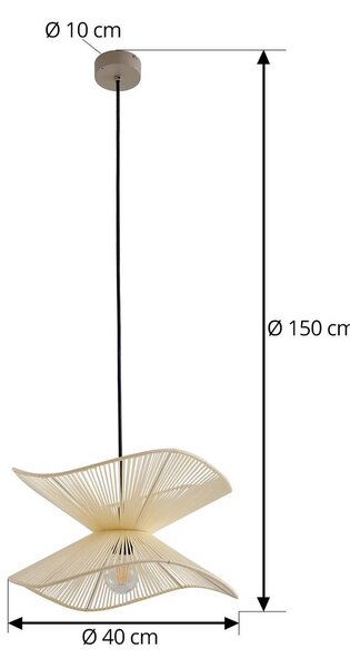 Lindby – lampa wisząca zewnętrzna Valdorin, beżowa, bawełna, IP44 Valdorin Lindby, możliwość ściemniania, kremowy / amber, tkanina / materiał / jedwab, nowoczesny