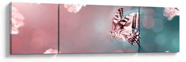 Obraz - Motyl wśród kwiatów (170x50 cm)