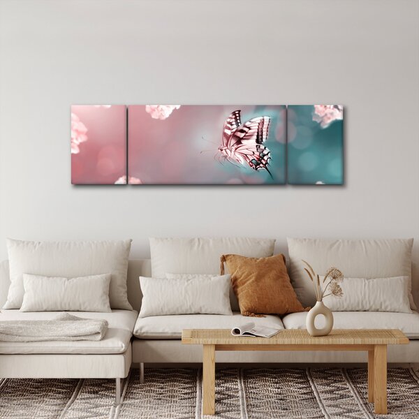 Obraz - Motyl wśród kwiatów (170x50 cm)