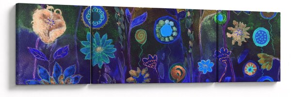 Obraz ciemnoniebieskich kwiatów (170x50 cm)