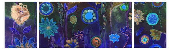 Obraz ciemnoniebieskich kwiatów (170x50 cm)