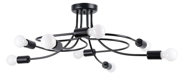 Lampa sufitowa czarna LEVAR 8xE27x15W wym:28x58x58cm Sollux Lighting