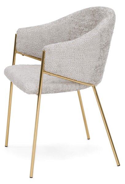 MebleMWM Krzesło Glamour DC-890-1 | jasny beż | boucle | złote nogi | OUTLET