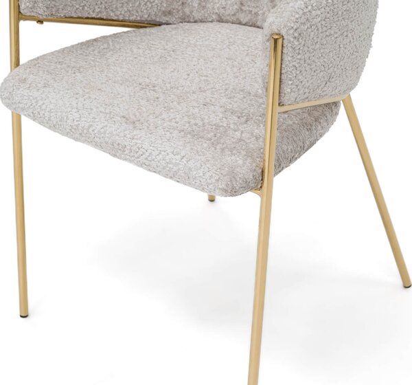 MebleMWM Krzesło Glamour DC-890-1 | jasny beż | boucle | złote nogi | OUTLET