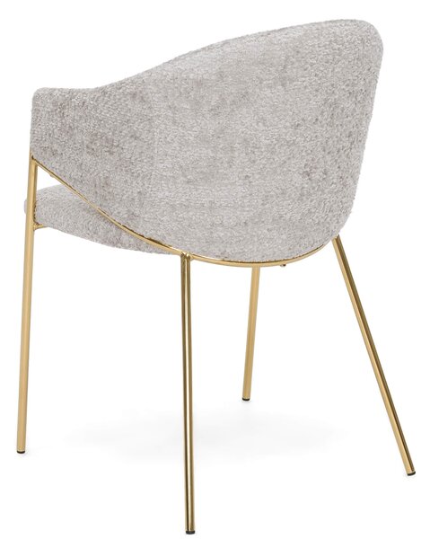 MebleMWM Krzesło Glamour DC-890-1 | jasny beż | boucle | złote nogi | OUTLET
